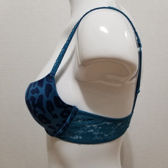 Aerie bra 34C push-up leopard cheetah animal print unlined floral lace wings - Picture 2 of 15